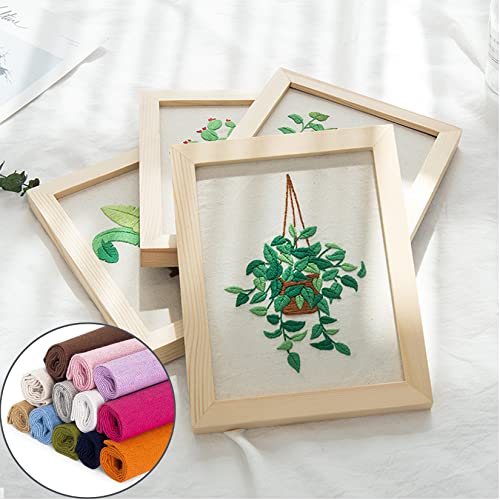 12 Pcs/Set Linen Embroidery Fabric 19 x 19 Inch Cloth Needlework - size: 19×19Inch