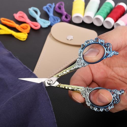 Sewing Embroidery Scissors, Sharp Thread Shears with Cover - color: Blue