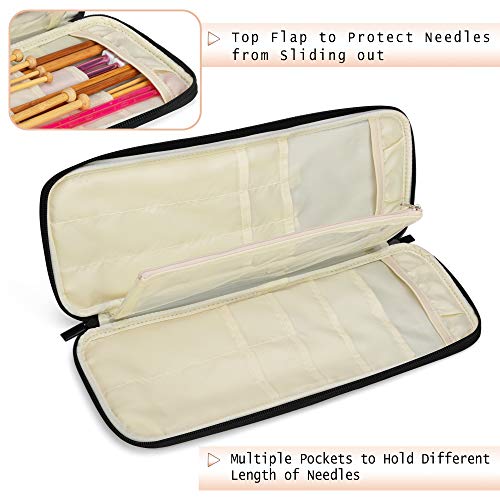 Teamoy Knitting Needles Case, Travel Organizer Storage Bag, Purple - color: Purple