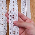7Yards Cotton Lace Trim White Eyelet Lace Ribbon Bowknot Embroidery Scalloped Lace for Sewing Crafts, Dress, Dolls/Pets Clothes (White C) - color: White C