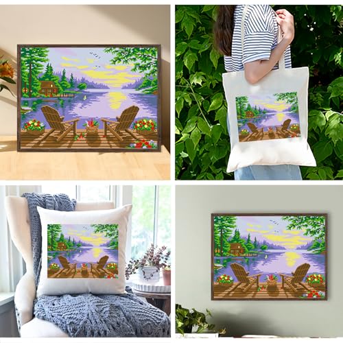 Zhenqing Leisure Time Printed Cross Stitch Kit - 11CT 38x48cm with Threads, Needle & Pattern, No Hoop Needed for Beginners (65837) - color: 65837