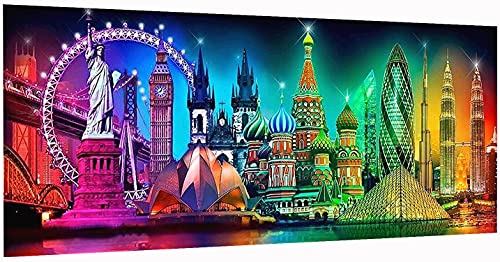 JATOK Diamond Painting Kit for Adults, World Landmarks, 35.5 x 15.7 in - color: Turquoise