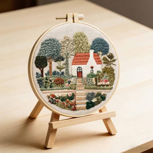 3 Packs Embroidery Kit for Adults, Embroidery for Beginners (Cottage) - color: Cottage