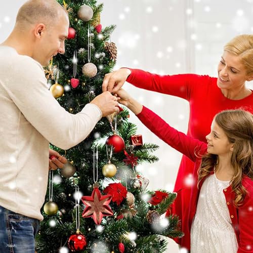FOIMAS 400pcs Christmas Ornament Hanger String Hook Hanging Ropes with Snap Locking Fastener for Christmas Tree Hanging Ornament Decoration Supply,White