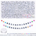 Amaney 1600pcs Acrylic Alpabet Letter Beads,31 Styles,Heart,Number,Star and Smiley Beads,4x7mm for Jewelry Making Bracelets Necklaces Key Chains - color: White&Heart, size: 7x4mm