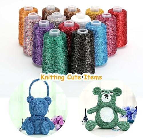 Metallic Crochet Thread, 80g Lurex Yarn for Charms(Dark Blue) - color: Dark Blue