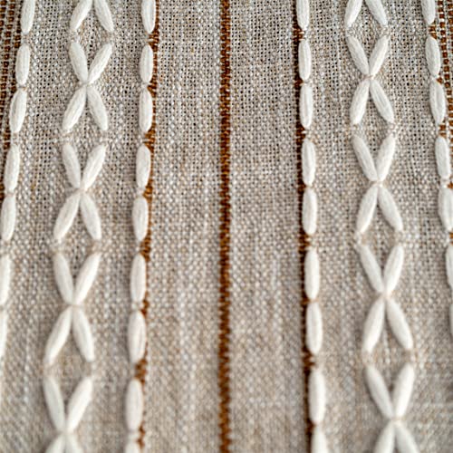 Gernaice Farmhouse Striped Tassle Small Tablecloth Heavy Duty Linen Fabric Wrinkle Free Tablecloths Square Embroidery Table Cloth for Kitchen Dining Party Patio Christmas Square Brown 36x36 Inches - color: Brown Striped-b