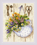RIOLIS 2020 Summer Tea Counted Cross Stitch Kit 9.5 x 11.75 in - style: Rustic