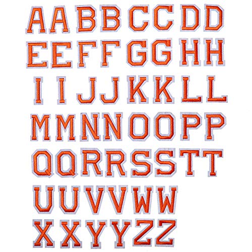 J.CARP 52Pcs Orange Alphabet A to Z Patches, Iron on Sew on Letters for Clothing, Hats, Shoes, Backpacks, Handbags, Jeans, Jackets etc. - color: 52pcs, Orange