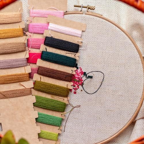 LEISURE ARTS Embroidery Kit 6" Yellow & Blue Flowers - Embroidery Kit for Beginners and Adults, Cross Stitch Kits with Patterns, DIY Starter Set for Seasonal Craft Projects