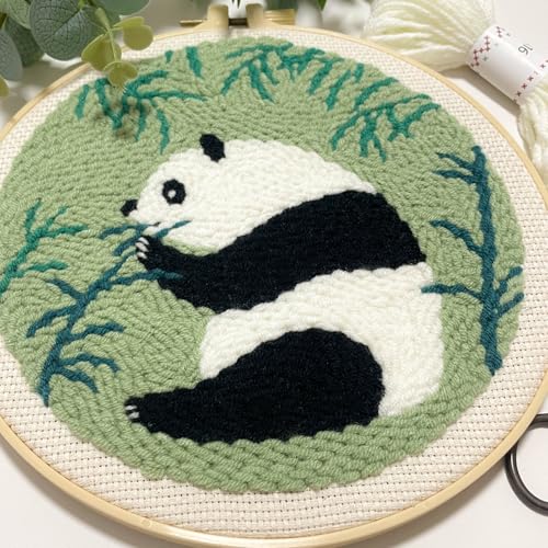 Myfelicity Punch Needle Panda Embroidery Kits, Set of 3, Including Tools Such as Patterned Punching Cloth and Needles - color: Panda