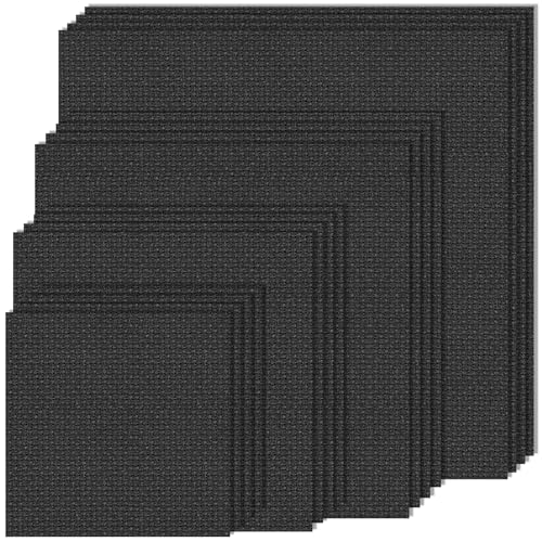 MYFAMIREA 16PCS Cross Stitch Fabric, 4 Sizes Black Aida Cloth 14 Count Craft Embroidery Cloth Classic Reserve Cross Stitch for Home DIY Handmade Needlework Embroidery Decoration, 5.9 to 11.8 inch - color: Black, size: 14 CT 5.9-11.8In (16 PCS)