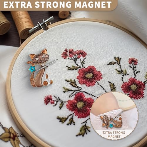 Needle Minder Magnet, Magnetic Needle Minder, Needle Minders Magnetic Cross Stitch Accessories, Magnetic Needle Holder, Life Tree, Butterfly, Cats, Owl, Heart (CAT) - size: CAT