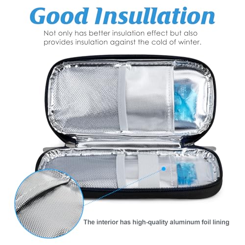 YOUSHARES Insulin Cooler Travel Case - Portable Refrigerated Medicine Case for Insulin Pen, Medication and Diabetic Supplies with 2 TSA Approved Ice Pack - color: Silver Lotus
