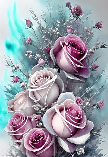 Moohue 14CT Stamped Cross Stitch Kits for Adults Beginners Flowers Counted Cross Stitch Kits for Adults Advanced (Flowers 1) - color: Flowers 1