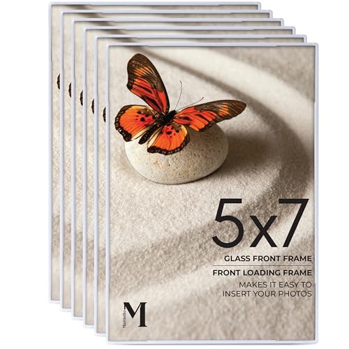 Mantello 5x7 Inch Front Loading Picture Frames - White - Art Wall Hanging Table Desk - Family Gallery Multi Photo Frame - 6 Pack - color: White, size: 5x7 - 6 Pack