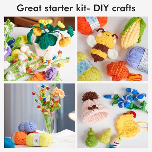 INSCRAFT Crochet Kit for Beginners Adults, 30 Acrylic Yarn Skeins 1650 Yards Yarn, 105 PCS Crochet Kit with Hooks Set,Includes Canvas Tote Bag, Ideal Starter Pack for Professionals - size: 105 Pieces with Canvas Tote Bag