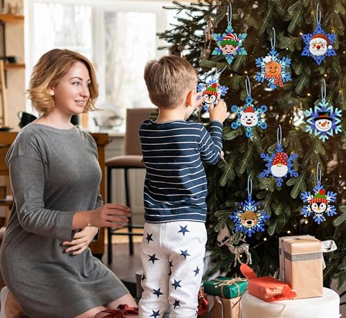 80UncleKimby 30pcs Christmas Winter Crafts for Kids - DIY Snowflake Felt Ornament Kit for Holiday Party, Classroom Arts and Craft Kits Bulk