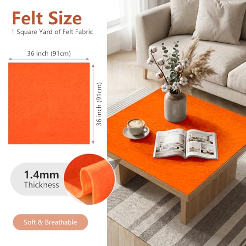 Neon Orange Soft Felt Sheet 36'' X 36'', 1.4mm Felt Fabric Sheet for Craft - color: Neon Orange
