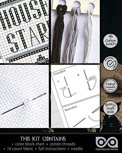 Personalized.Design Cross Stitch Kit House Stark - DIY Father's Day Gift - Hand Embroidery Bookmark with GoT Pattern - color: House Stark