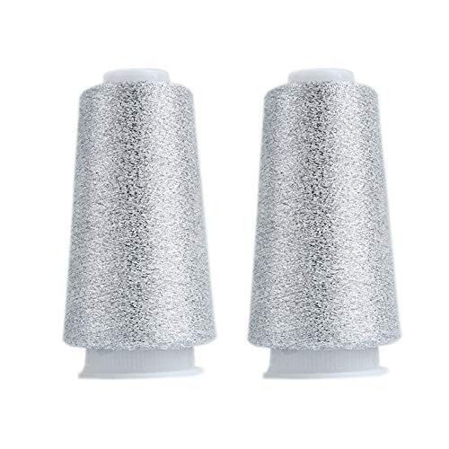 Truevalue 2 Balls Accessory Lurex Yarn, Shining Glitter Metallic Knitting-in Yarn, Sparkle Thread for Knitting and Crochet Sweater Shawl 5000 Yards (Silver Glitter) - color: Silver Glitter