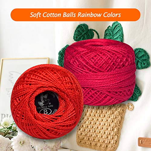 Crochet Thread 10 Balls Cardinal Size 8 for Crochet Hardanger Cross Stitch Needlepoint Hand Embroidery (Red) - color: Red Series