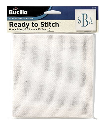 Bucilla 49014 Ready to Stitch Blank Aida Cloth, 6" x 6",White
