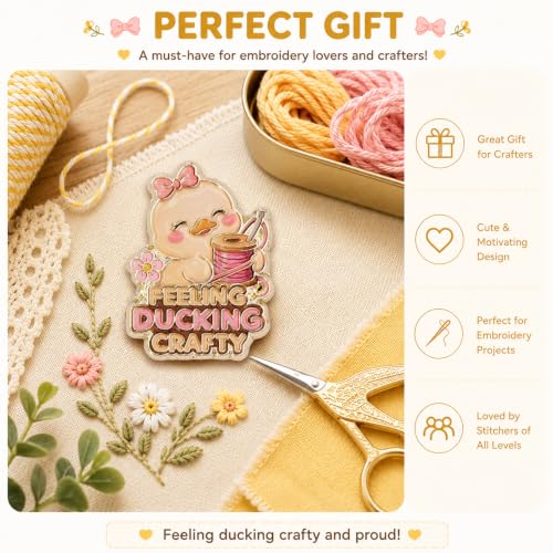 Funny Duck Needle Minder Magnet, Cute Magnetic Sewing Accessory for Embroidery, Needlepoint & Cross Stitch Projects