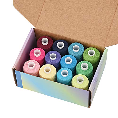 Simthread 12 Colors All Purposes Cotton Quilting Thread for Piecing Sewing Appliqué Embroidery etc - color: 12#4 Spring Colors