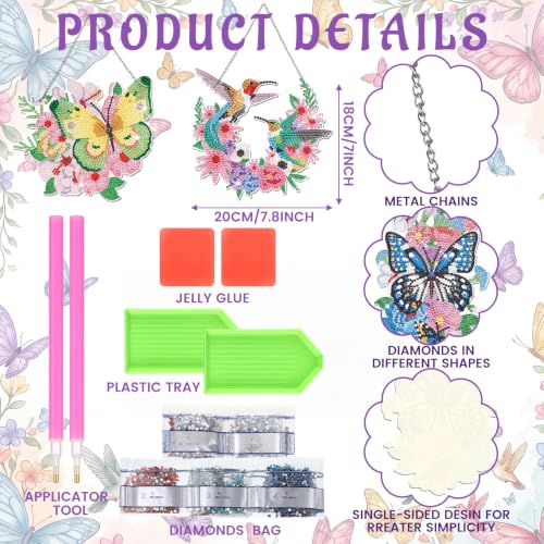 Cinnvoice Seasonal Diamond Art Hanging Kit,12 Pcs,Fluttering Garden - style: Fluttering Garden