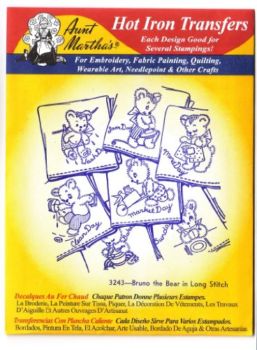 Bruno The Bear Aunt Martha's Hot Iron Embroidery Transfer