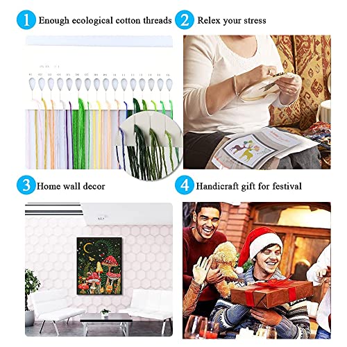 Tiwabb Gnome Flower Stamped Cross Stitch Kits for Adults Beginners - color: Gnome Flower - 105