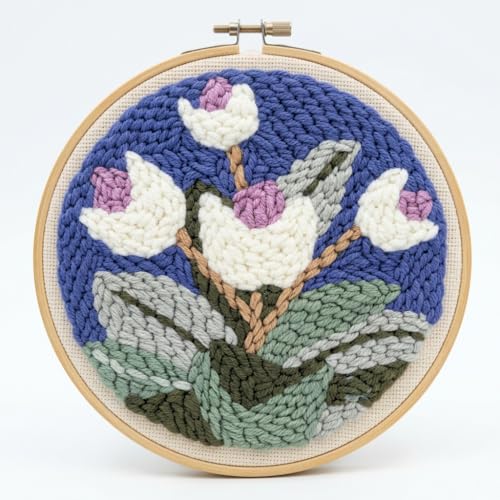 Meoe&heome Punch Needle Kit for Beginners, DIY Embroidery Set with 20+ Patterns(Tulip Branch) - color: Tulip Branch