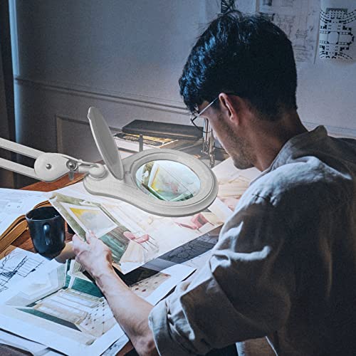 Bifocal LED Magnifying Lamp with Clamp, 14W 1200LM, White - color: White