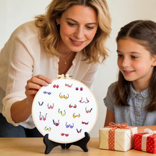 Crafmanoe Flowers Embroidery Kits for Beginners Adults, Hand Embroidery Starters Kits, Stamped Cross Stitch Kits DIY Needlepoint Kits for Beginners Adults, Embroidery Hoop, Thread and Video Tutorial - color: H2081