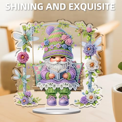 POETRYDRAW DIY Diamond Art Ornament Desktop Kit Goblin, Stand Up Acrylic Diamonds Painting Ornament for Adults, 5D Special Diamond Gem Craft Tabletop Placement Board Kit - color: Goblin