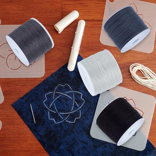FREEBLOSS 4Pcs Sashiko Thread Sashiko Skein 110 Yards*4 Colors Grey Cotton Embroidery Sewing Thread Japanese Quilting & Embroidery Sashiko Kit Supplies - color: Gray