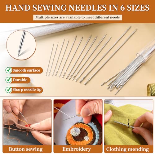42 PCS Big Eye Steel Sewing Needles Kit Steel Needles for Hand Sewing