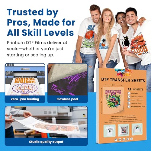 DTF Transfer Film Sheets A4 (8.3 x 11.7 inch) | Full Set (Pack of 8) | Hot & Cold Instant Peeling | Double Matte Anti-Static | Heat Press Paper | ET8550 L1800 XP15000 XP600 R1390 I3200 TX800 - size: Premium&Premium+ 50/100 Sheets - 8Pack