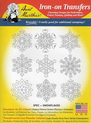 Aunt Martha’s hot Iron Embroidery Transfer - Snowflakes