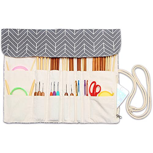 Teamoy Knitting Needle Crochet Hook Case Organizer Holder(up to 14"), Gray - color: Gray, size: 14 inches
