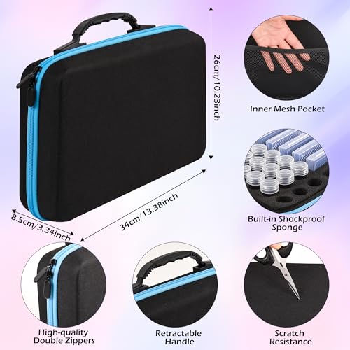MERATIA Diamond Painting Storage Case Organizer, 40 Slots with Accessories - color: Blue-10 square+30 round bottles