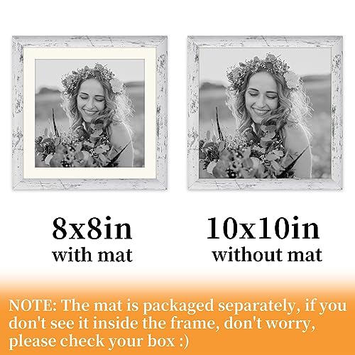 AEVETE Picture Frame 10x10 White Wash Photo Frames Rustic for Wall and Desk - color: White Wash, size: 10x10