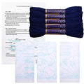 Sashiko kit, Yokota Sashiko Thread and Template Yume Fukin with Original English Manual, Fabric, Japanese Textile (Navy Thread/White Dishcloth 2) - color: Navy Thread / White Dishcloth 2