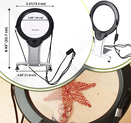 2X Hands Free Chest Rest LED Magnifier for Reading with 6X Spot Magnifying Glasses with Light for Sewing, Hobbies, Crafters, and DIY Projects – Adjustable Stand and Neck Cord for Seniors