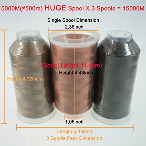 New brothread Huge Spools Embroidery Machine Thread -Different Browns - color: 3xDIFFERENT BROWNS