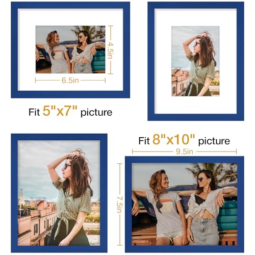 Vittanly 8x10 Picture Frame, Matted for 5x7 Photos, Royal Blue - color: Royal Blue, size: 8x10