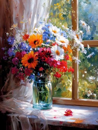 Moohue 14 ct Counted Cross Stitch Kits for Adults Flowers Cross Stitch Patterns Stamped Printed Cross Stitch Kits (Flowers 4) - color: Flowers 4