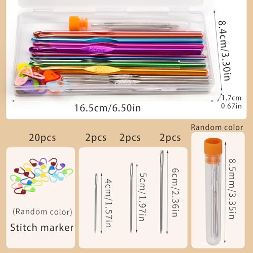 48 Pcs Crochet Hooks Set, 21 Sizes Ergonomic Knitting Needles with Case - size: 48 PCS