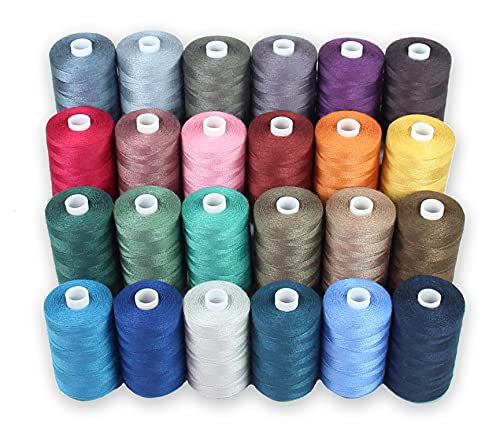 BlesSew Sewing Thread - 24 Spools of Polyester Thread for Sewing Machine, Beginners, Hand Stitching & Quilting - 1000 yds Per Spool - color: Dark Colors